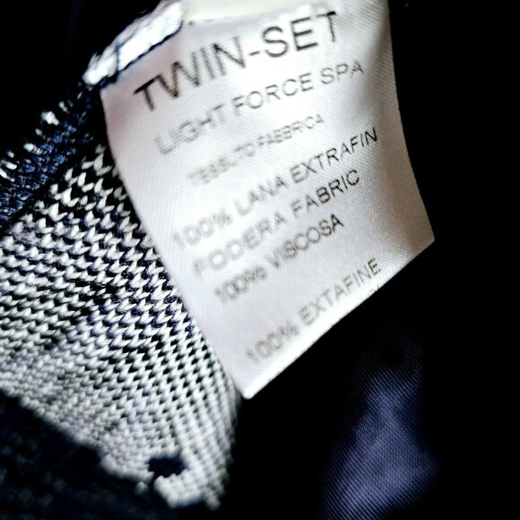 Twin-Set Simona Barbieri Royal Blue Geometric Snowflakes 100% Italian Wool Coat - Picture 12 of 12